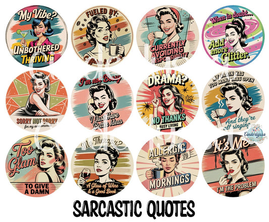 3.75 inch Round Sarcastic Quotes for Cardstock Silicone Mold, for Aroma Bead Molds, Premium Cardstock Images