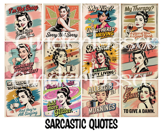 2.5 inch Square Sarcastic Quotes Cardstock Only for freshies - NO MOLD: Cardstock Silicone Mold, for Aroma Bead Molds, Premium Cardstock Images