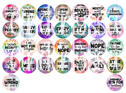 3.75 inch Round: Sarcastic - Vol. 2 for Cardstock Silicone Mold, for Aroma Bead Molds, Premium Cardstock Images