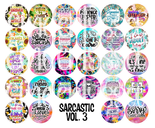 3 inch Round Sarcastic Vol. 3 Cardstock Only for freshies: Aroma Bead Molds, Premium Cardstock Images