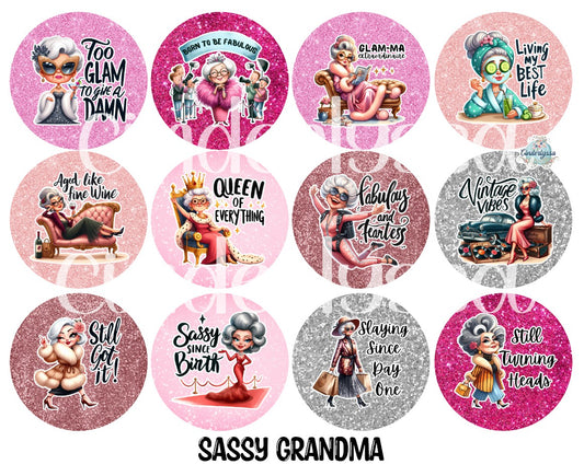 3.75 inch Round Sassy Grandma for Cardstock Silicone Mold, for Aroma Bead Molds, Premium Cardstock Images