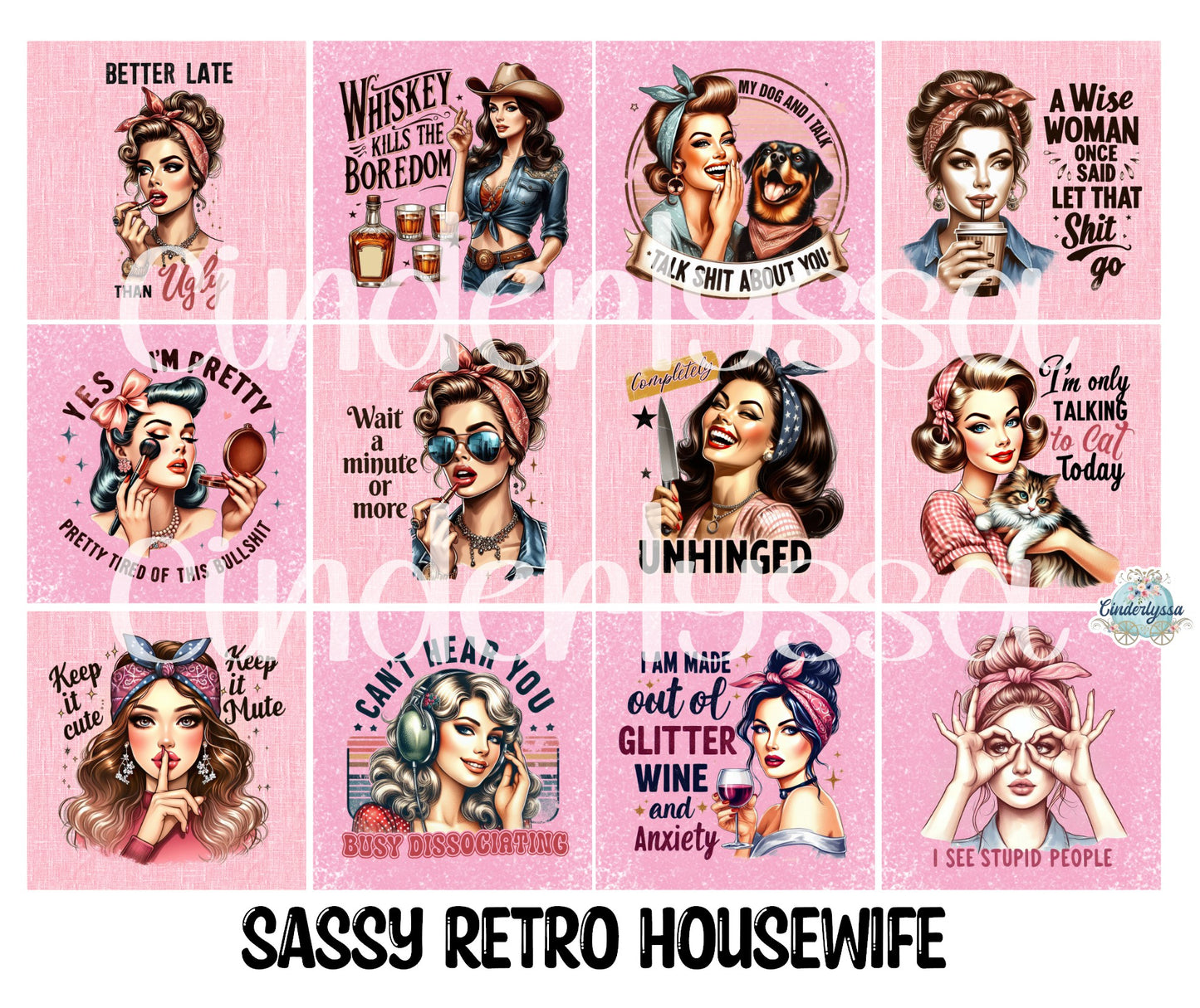 2.5 inch Square Sassy Retro Housewife Cardstock Only for freshies - NO MOLD: Cardstock Silicone Mold, for Aroma Bead Molds, Premium Cardstock Images