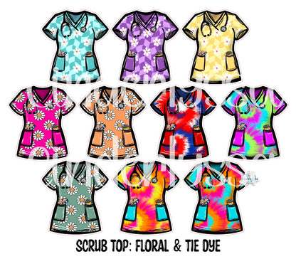 Scrub Top: Christmas, Halloween, Ghosts, Flowers, Tie Dye, Paw Prints and Leopard Print Cardstock Silicone Mold, Premium Cardstock Images