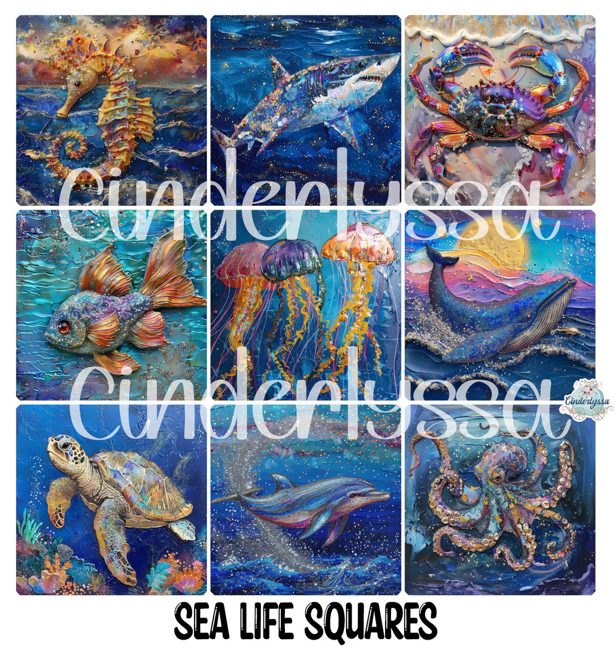 2.5 inch Square Sea Life Cardstock Only for freshies - NO MOLD: Cardstock Silicone Mold, for Aroma Bead Molds, Premium Cardstock Images