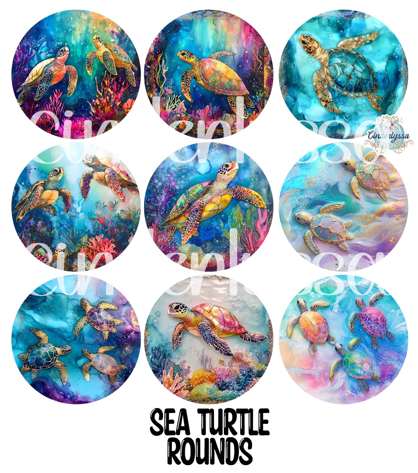2 inch Round Sea Turtle Cardstock Only for freshies Cardstock Silicone Mold, Premium Cardstock Images - NO MOLD