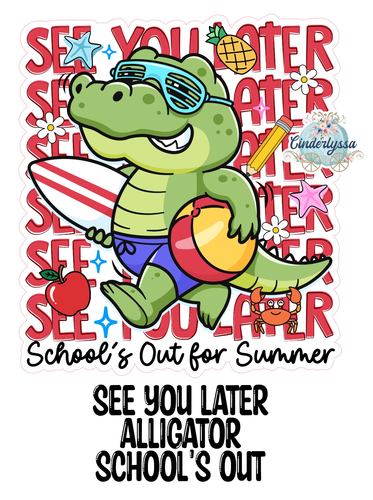 See You Later Alligator School's Out Cardstock Silicone Mold, Aroma Bead Molds, Premium Cardstock Images