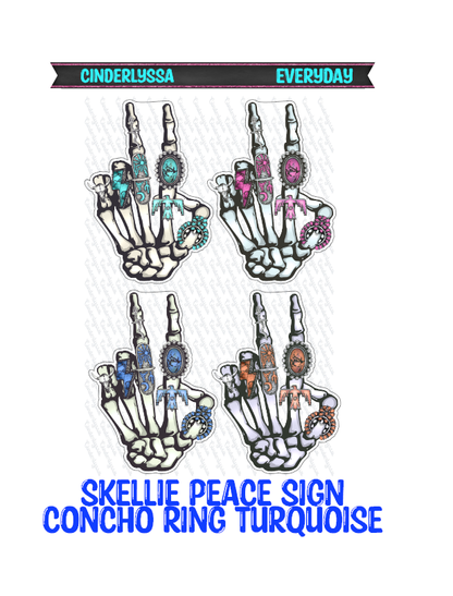 Skellie Peace Sign Hand Concho Ring Turquoise Western Cardstock Silicone Mold, Aroma Bead Molds, Premium Cardstock Images