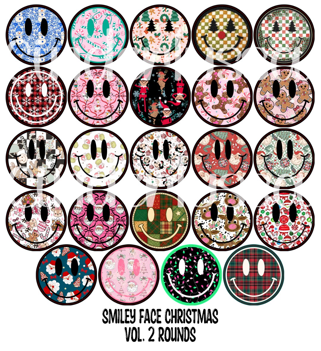 Smiley Face Christmas Vol. 2 Rounds Cardstock Only for freshies - NO MOLD for Aroma Bead Molds, Premium Cardstock Images