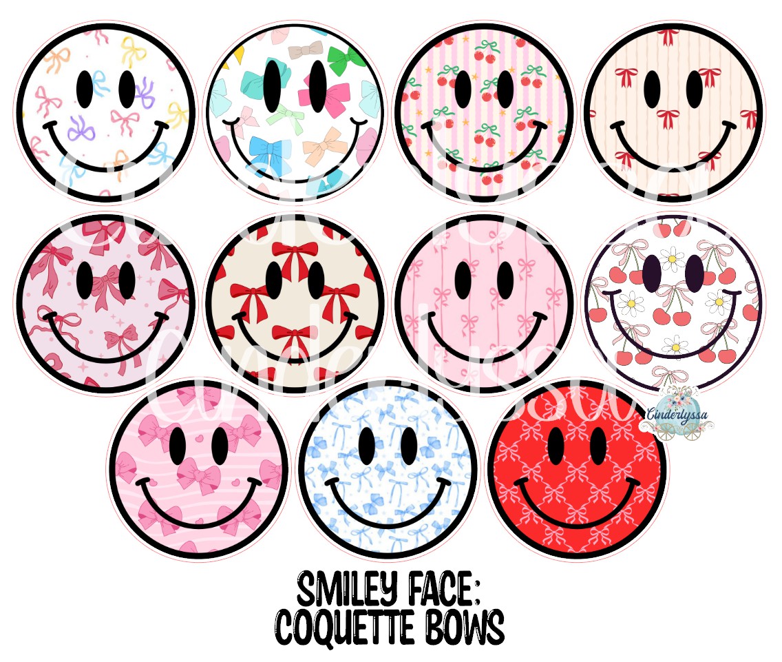 2 inch Round Smiley Face: Coquette Bows Cardstock Only for freshies Cardstock Silicone Mold, Premium Cardstock Images - NO MOLD