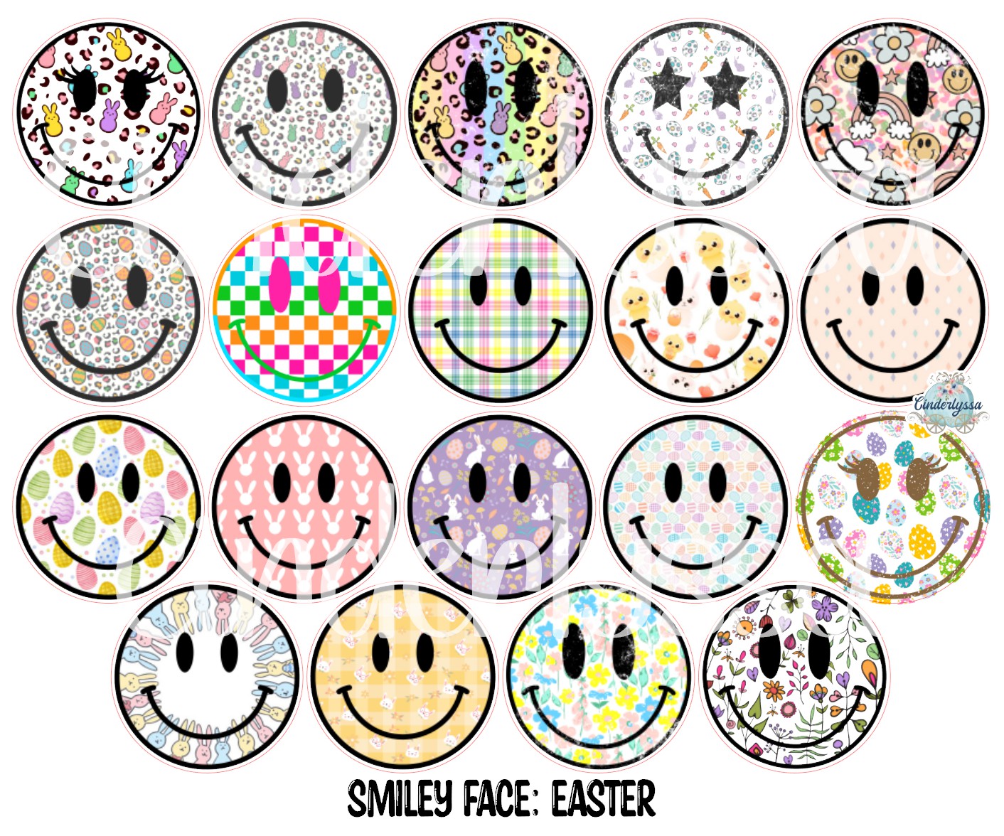 3.75 inch Round Smiley Face: Easter for Cardstock Silicone Mold, for Aroma Bead Molds, Premium Cardstock Images