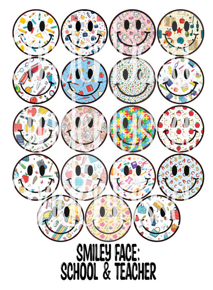 3.75 inch Round: Smiley Face: School & Teacher Mix for Cardstock Silicone Mold, for Aroma Bead Molds, Premium Cardstock Images