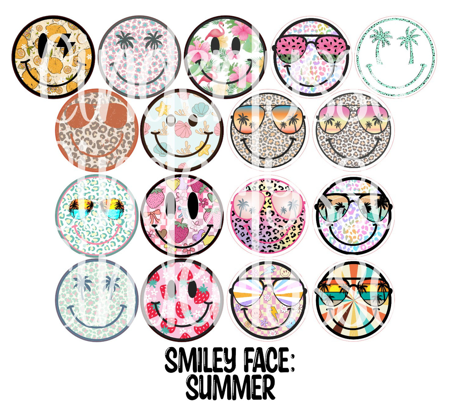 2.5 inch Round Smiley Face: Summer Cardstock Only for freshies: Cardstock Silicone Mold, Car Freshener, Premium Cardstock Images-NO MOLD
