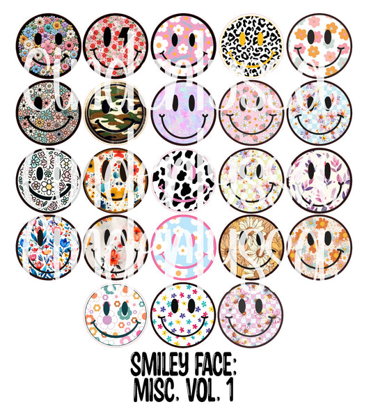 3.5 inch Round: Smiley Face: Misc. Vol. 1 Mix for Cardstock Silicone Mold, NO MOLD INCLUDED for Aroma Bead Molds, Premium Cardstock Images