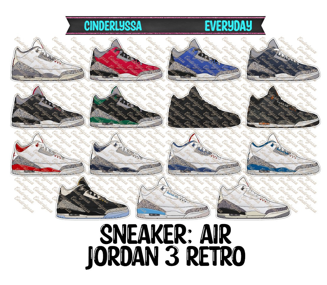 Sneaker: Jordan 3 Retro Multiple Colored Shoes Cardstock Silicone Mold, Aroma Bead Molds, Premium Cardstock Images