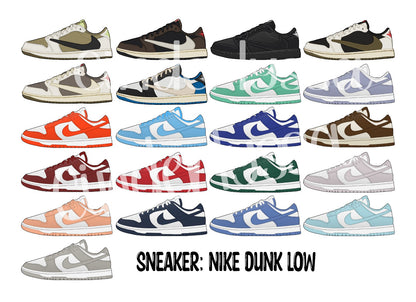 Sneaker: Nike Dunk Low Multiple Colored Shoes Cardstock Silicone Mold, Aroma Bead Molds, Premium Cardstock Images