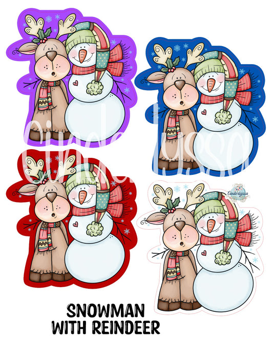 Snowman with Reindeer - Christmas Cardstock Silicone Mold, Aroma Bead Molds