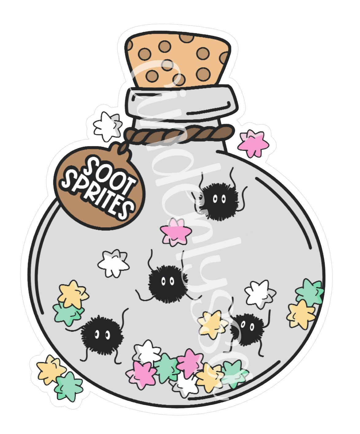 Soot Sprites Bottle: Ghibli Studio - Movie Inspired Cardstock Silicone Mold, Aroma Bead Molds, Premium Cardstock Images