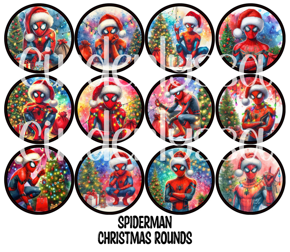 Spiderman Christmas Rounds Cardstock Only for freshies - NO MOLD for Aroma Bead Molds, Premium Cardstock Images
