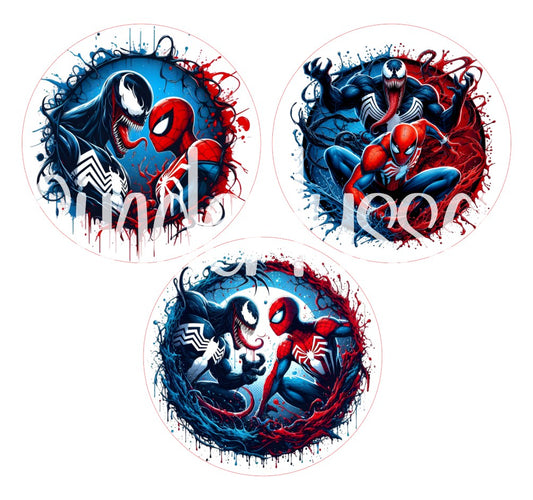 3.75 inch Round: Spiderman & Venom for Cardstock Silicone Mold, for Aroma Bead Molds, Premium Cardstock Images