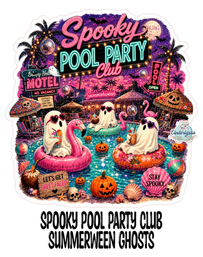 Spooky Pool Party Club Summerween Ghosts Cardstock Silicone Mold, Aroma Bead Molds, Premium Cardstock Images