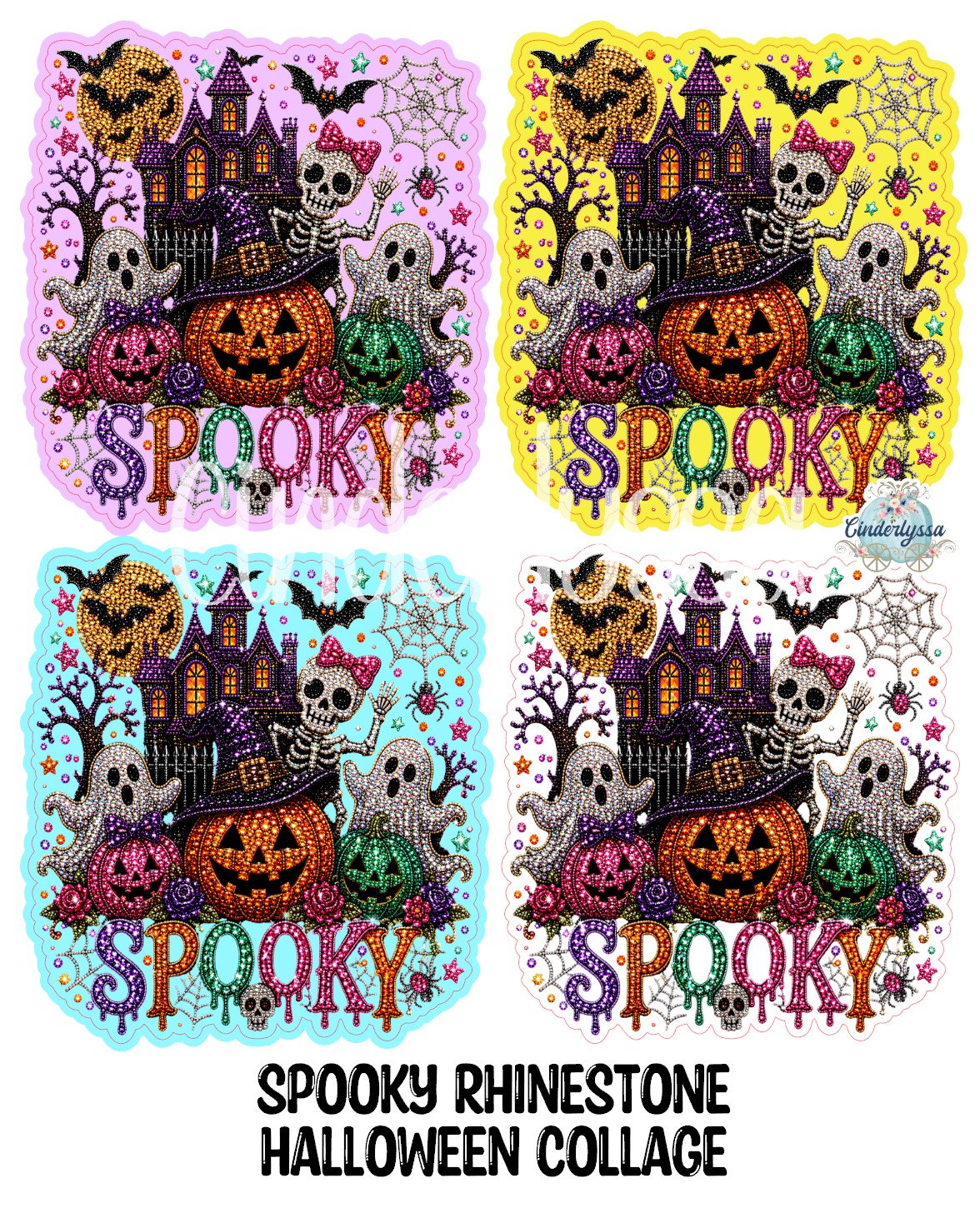 Spooky Rhinestone Halloween Collage Cardstock Silicone Mold, Aroma Bead Molds, Premium Cardstock Images