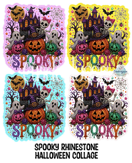 Spooky Rhinestone Halloween Collage Cardstock Silicone Mold, Aroma Bead Molds, Premium Cardstock Images