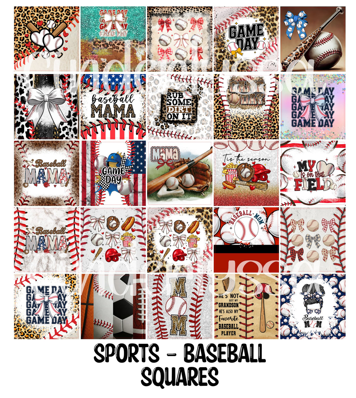 Sports - Baseball Squares Cardstock Only for freshies - NO MOLD for Aroma Bead Molds, Premium Cardstock Images