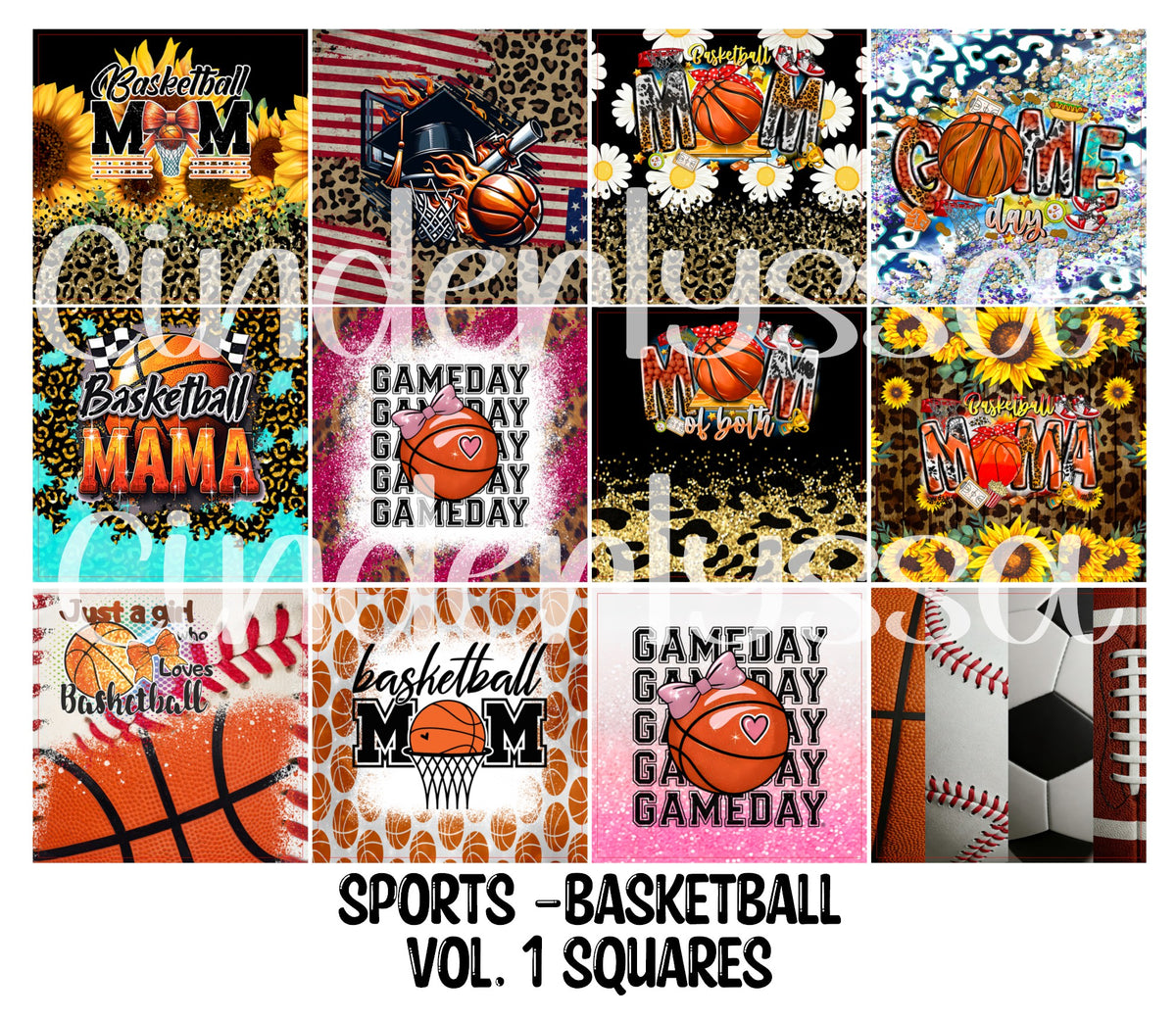 Sports - Basketball Vol. 1 Squares Cardstock Only for freshies - NO MOLD for Aroma Bead Molds, Premium Cardstock Images