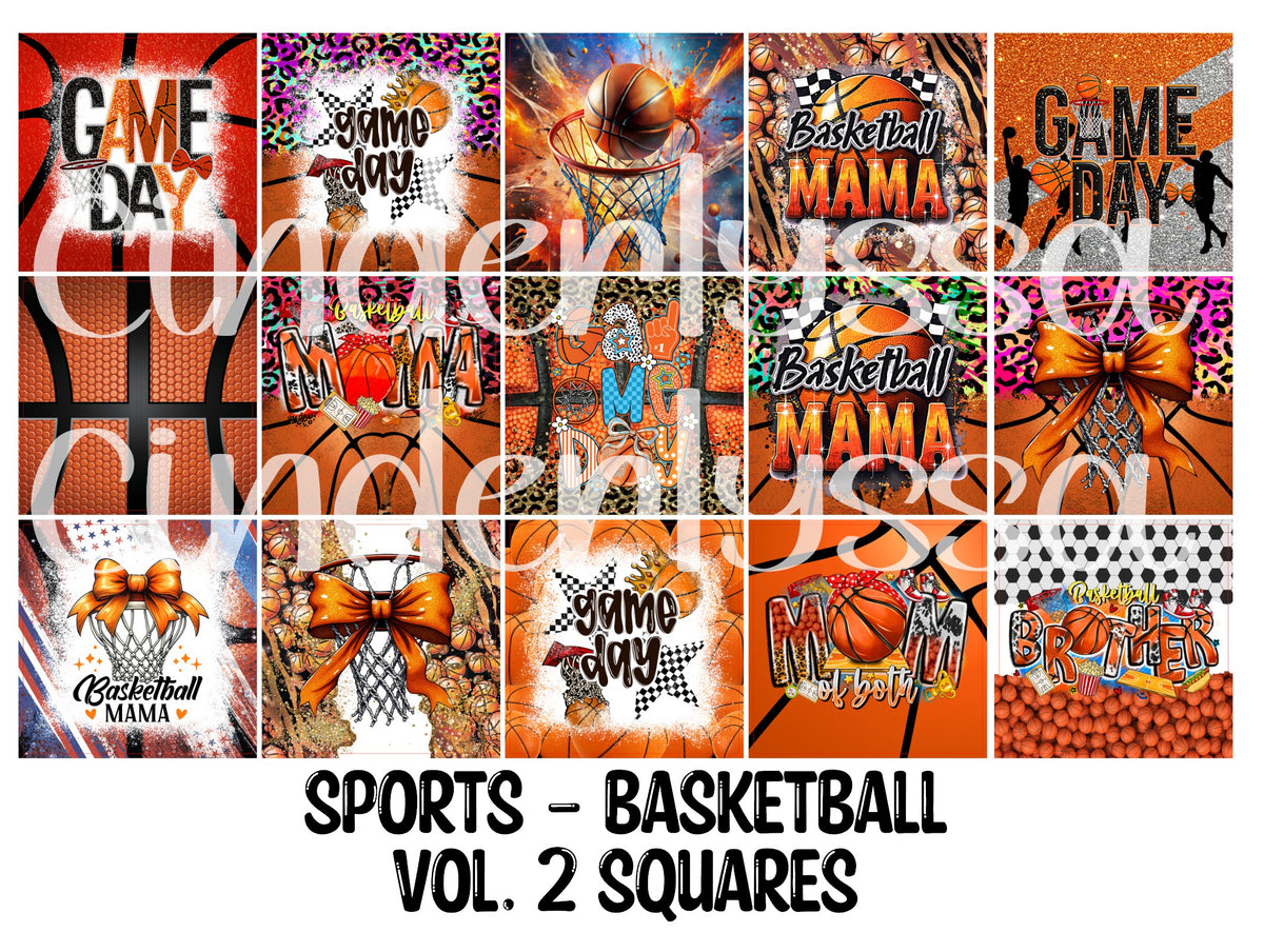 Sports - Basketball Vol. 2 Squares Cardstock Only for freshies - NO MOLD for Aroma Bead Molds, Premium Cardstock Images