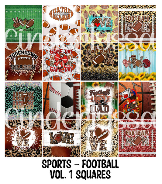 Sports - Football Vol. 1 Squares Cardstock Only for freshies - NO MOLD for Aroma Bead Molds, Premium Cardstock Images