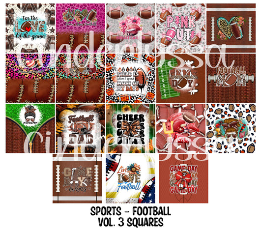 Sports - Football Vol. 3 Squares Cardstock Only for freshies - NO MOLD for Aroma Bead Molds, Premium Cardstock Images