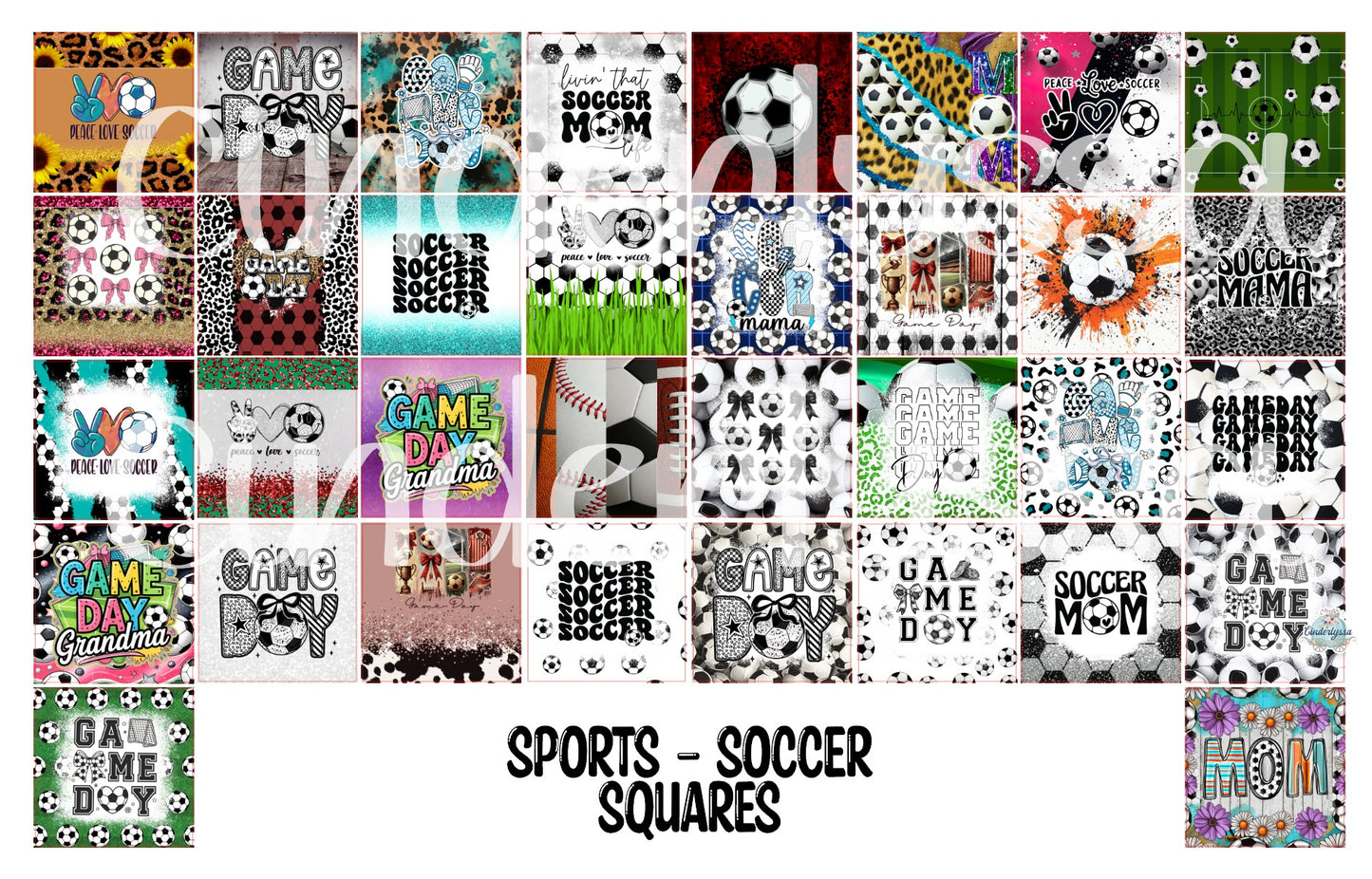2.5 inch Square Sports - Soccer Cardstock Only for freshies - NO MOLD: Cardstock Silicone Mold, Premium Cardstock Images