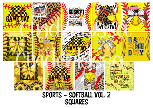 Sports - Softball Vol. 2 Squares Cardstock Only for freshies - NO MOLD for Aroma Bead Molds, Premium Cardstock Images