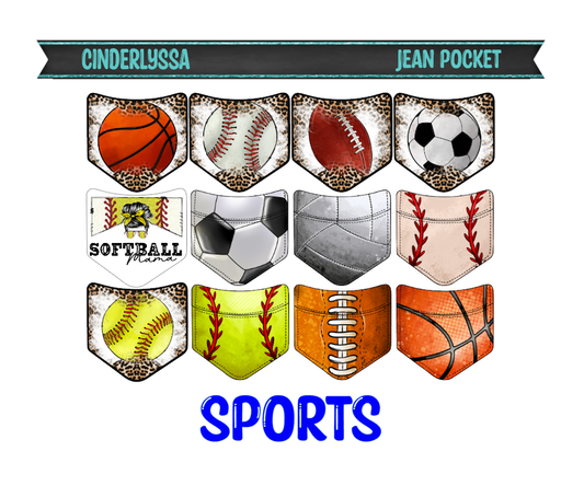 Jean Pocket: Sports-Baseball, Softball, Football, Basketball & Soccer Image Inserts for Cardstock Silicone Mold, Aroma Bead Molds