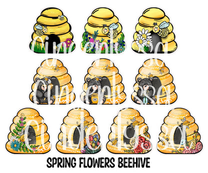 Spring Flowers Beehive Cardstock Silicone Mold, Aroma Bead Molds, Honey pot