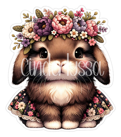 Spring Flowers Brown Bunny Cardstock Silicone Mold, Aroma Bead Molds, Premium Cardstock Images