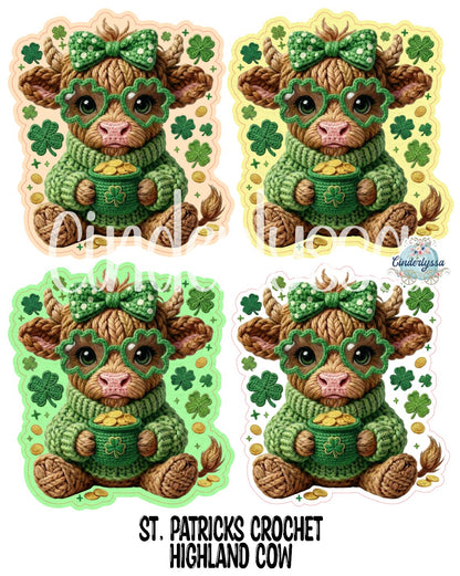 St. Patrick's Crochet Highland Cow Cardstock Silicone Mold, Aroma Bead Molds, Premium Cardstock Images