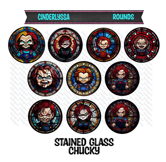 3 inch Round Stained Glass Chucky Cardstock Only for car freshies - NO MOLD for Aroma Bead Molds, Premium Cardstock Images