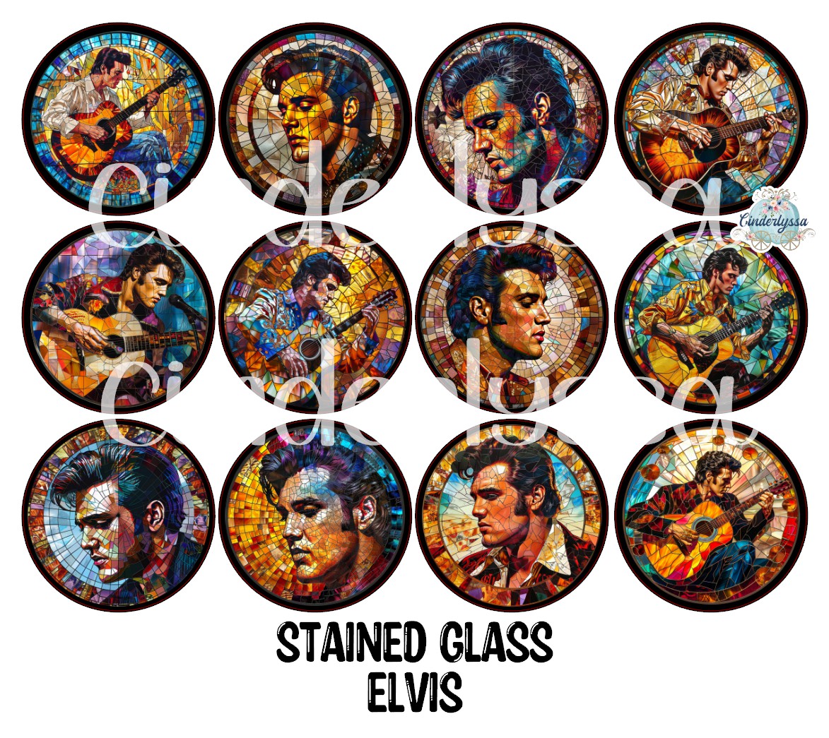 2.5 inch Round Stained Glass Elvis Cardstock Only for freshies: Aroma Bead Molds, Premium Cardstock Images-NO MOLD