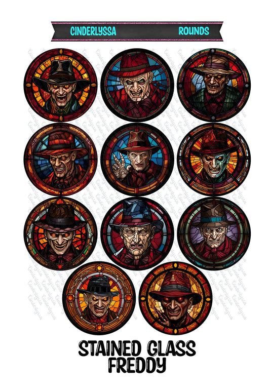 2.5 inch Round Stained Glass Freddy Cardstock Only for freshies:  Aroma Bead Molds, Premium Cardstock Images-NO MOLD