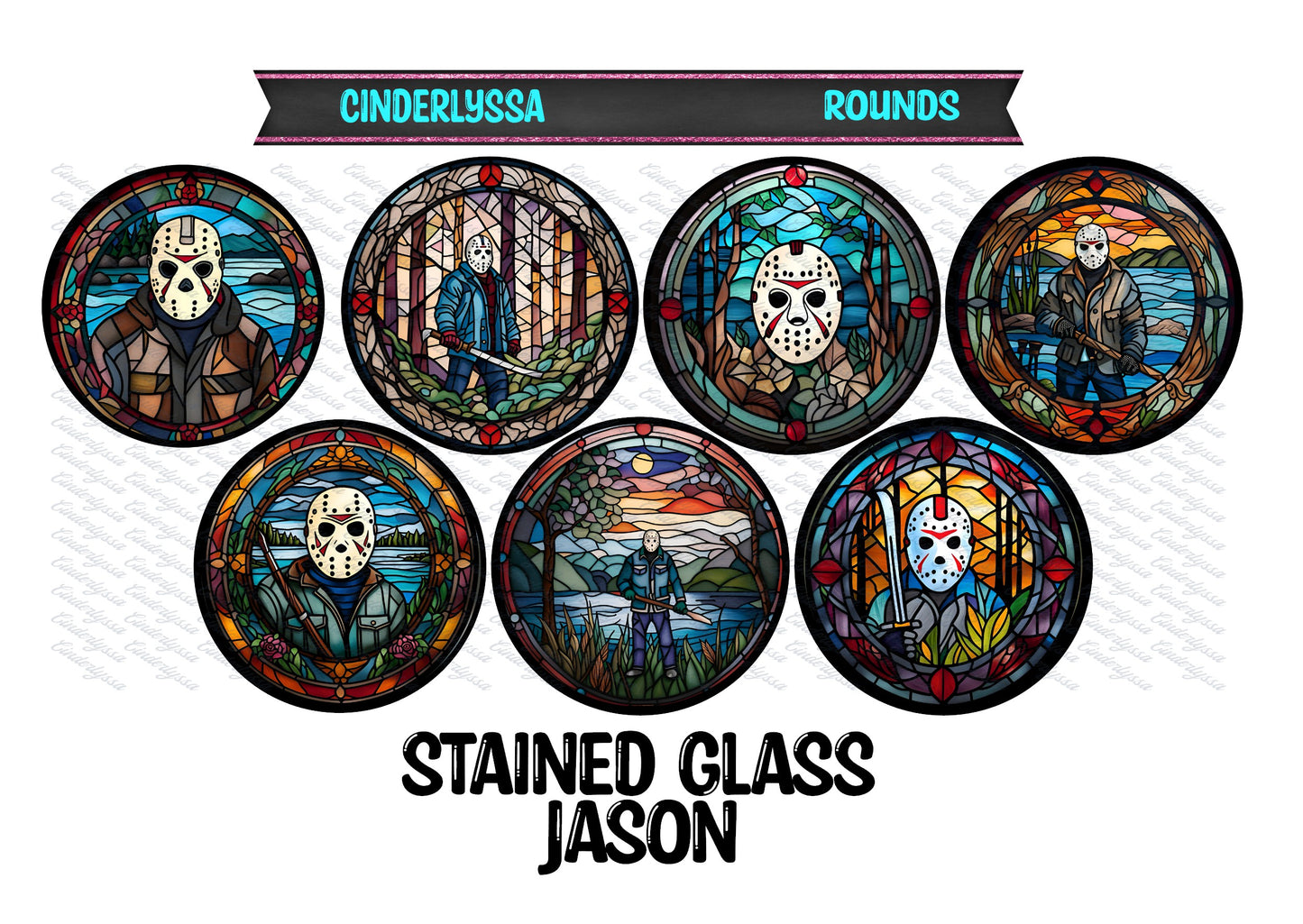 3 inch Round Stained Glass Jason Cardstock Only for car freshies - NO MOLD for Aroma Bead Molds, Premium Cardstock Images