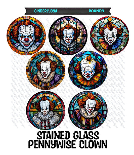 3 inch Round Stained Glass Pennywise Clown Cardstock Only for car freshies - NO MOLD for Aroma Bead Molds, Premium Cardstock Images