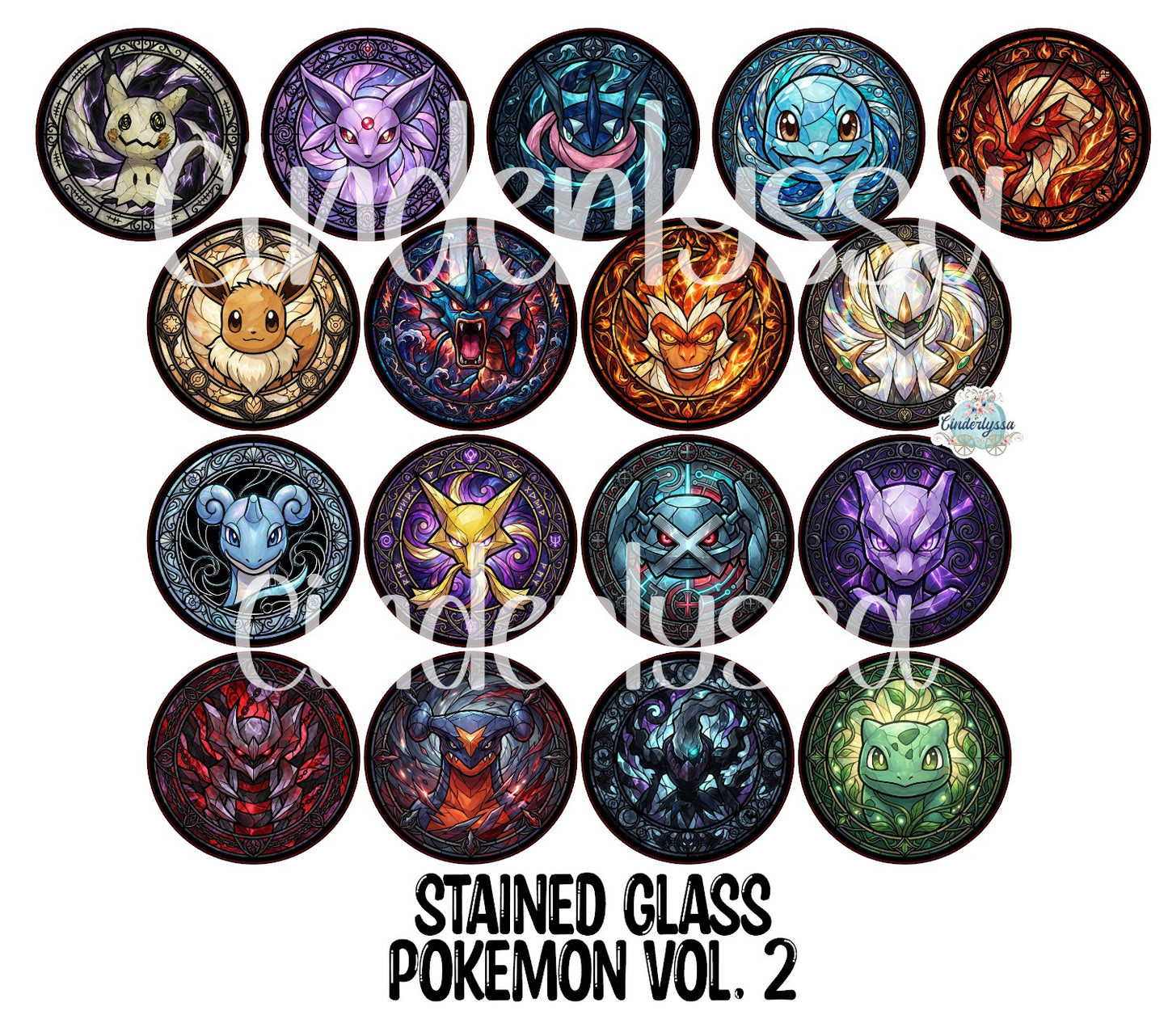 2.5 inch Round Stained Glass Pokemon Vol. 2 Cardstock Only for freshie Cinderlyssa 2.5 inch Round Stained Glass Pokemon Vol. 2 Cardstock Only for freshie Cinderlyssa