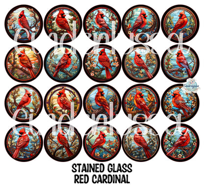 3.75 inch Round Stained Glass Red Cardinal for Cardstock Silicone Mold, for Aroma Bead Molds, Premium Cardstock Images