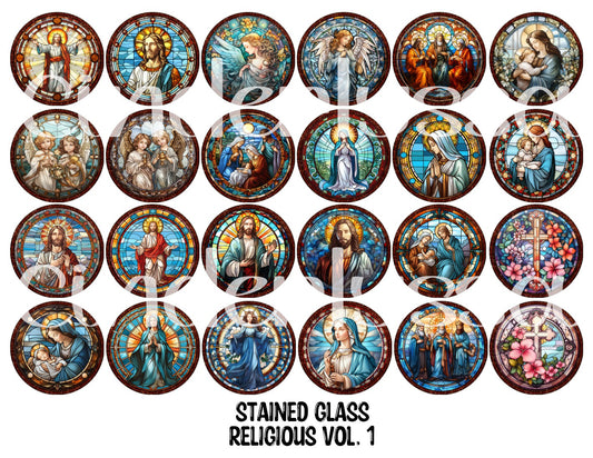 Stained Glass Religious Vol. 1 Rounds Cardstock Only for freshies - NO MOLD for Aroma Bead Molds, Premium Cardstock Images
