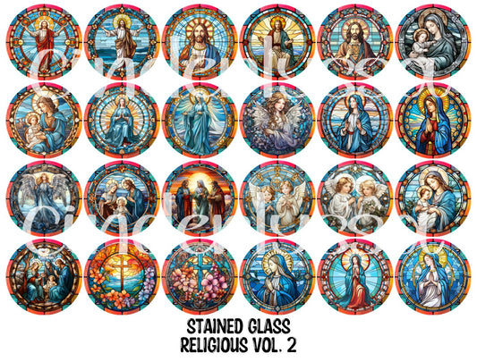 Stained Glass Religious Vol. 2 Rounds Cardstock Only for freshies - NO MOLD for Aroma Bead Molds, Premium Cardstock Images