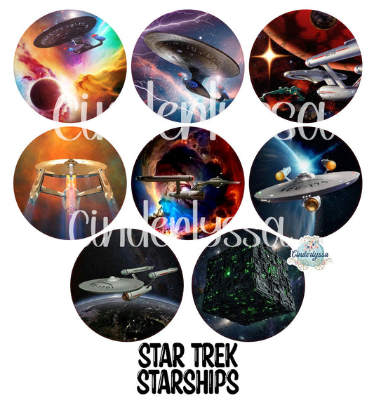 3.5 inch Round Star Trek Starships for Cardstock Silicone Mold, NO MOLD INCLUDED for Aroma Bead Molds, Premium Cardstock Images