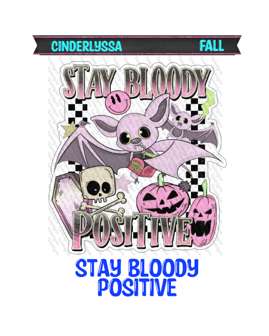 Stay Bloody Positive Retro with Pumpkin, Coffin, and Bats Cardstock Silicone Mold, Aroma Bead Molds, Premium Cardstock Images