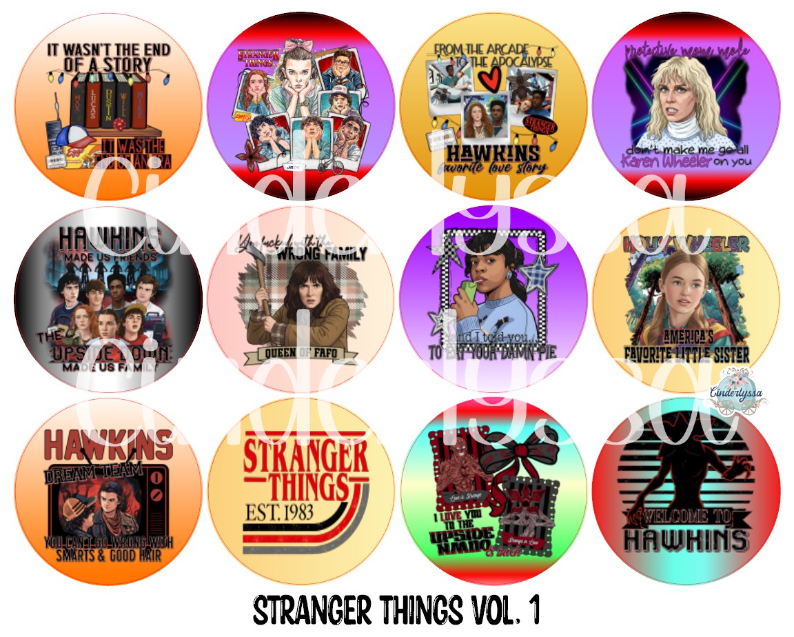 2 inch Round Stranger Things Vol. 1 Cardstock Only for freshies Cardstock Silicone Mold, Premium Cardstock Images - NO MOLD