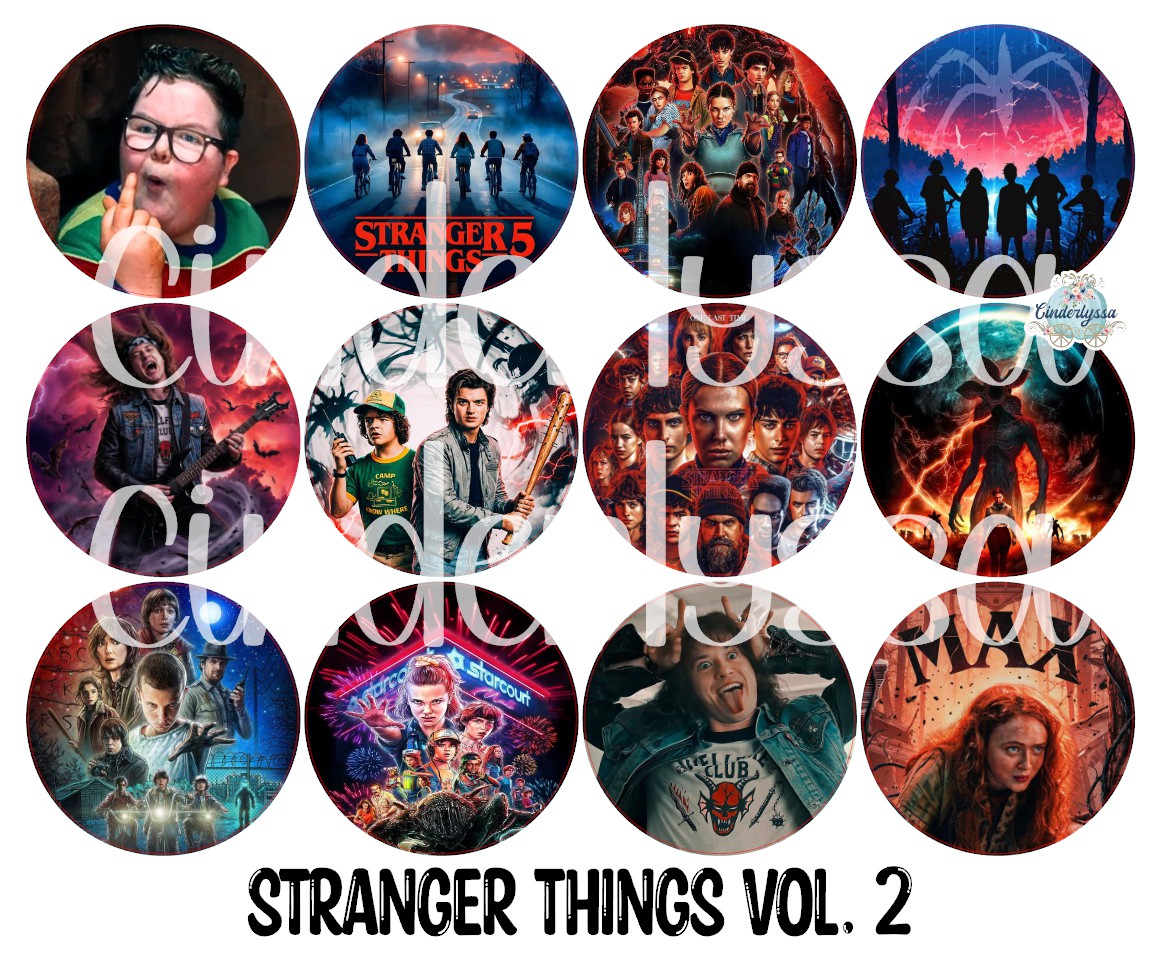 3.5 inch Round Stranger Things Vol. 2 for Cardstock Silicone Mold, NO MOLD INCLUDED for Aroma Bead Molds, Premium Cardstock Images